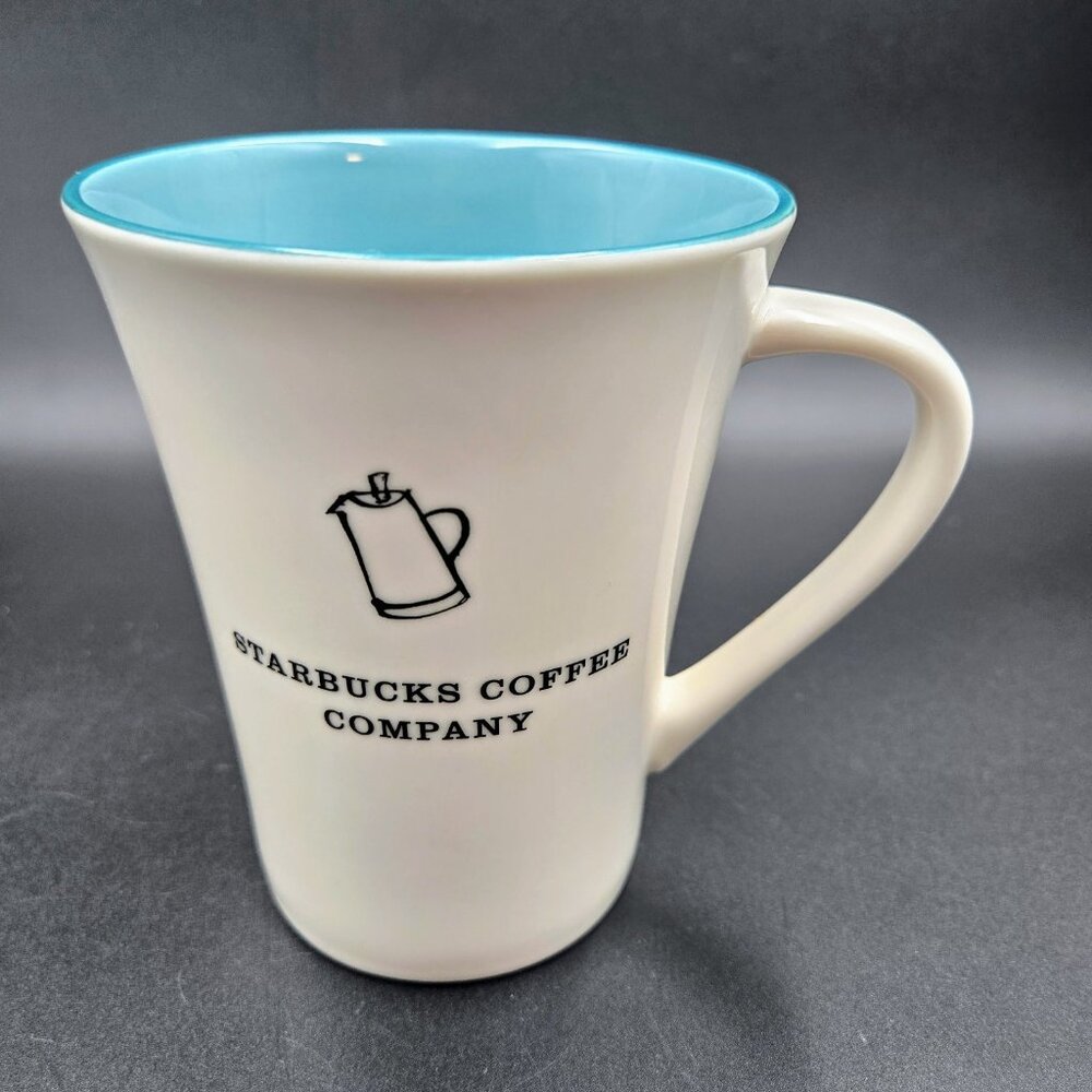 Starbucks Coffee Company Mug Cup 2006 White Teal Tall Read